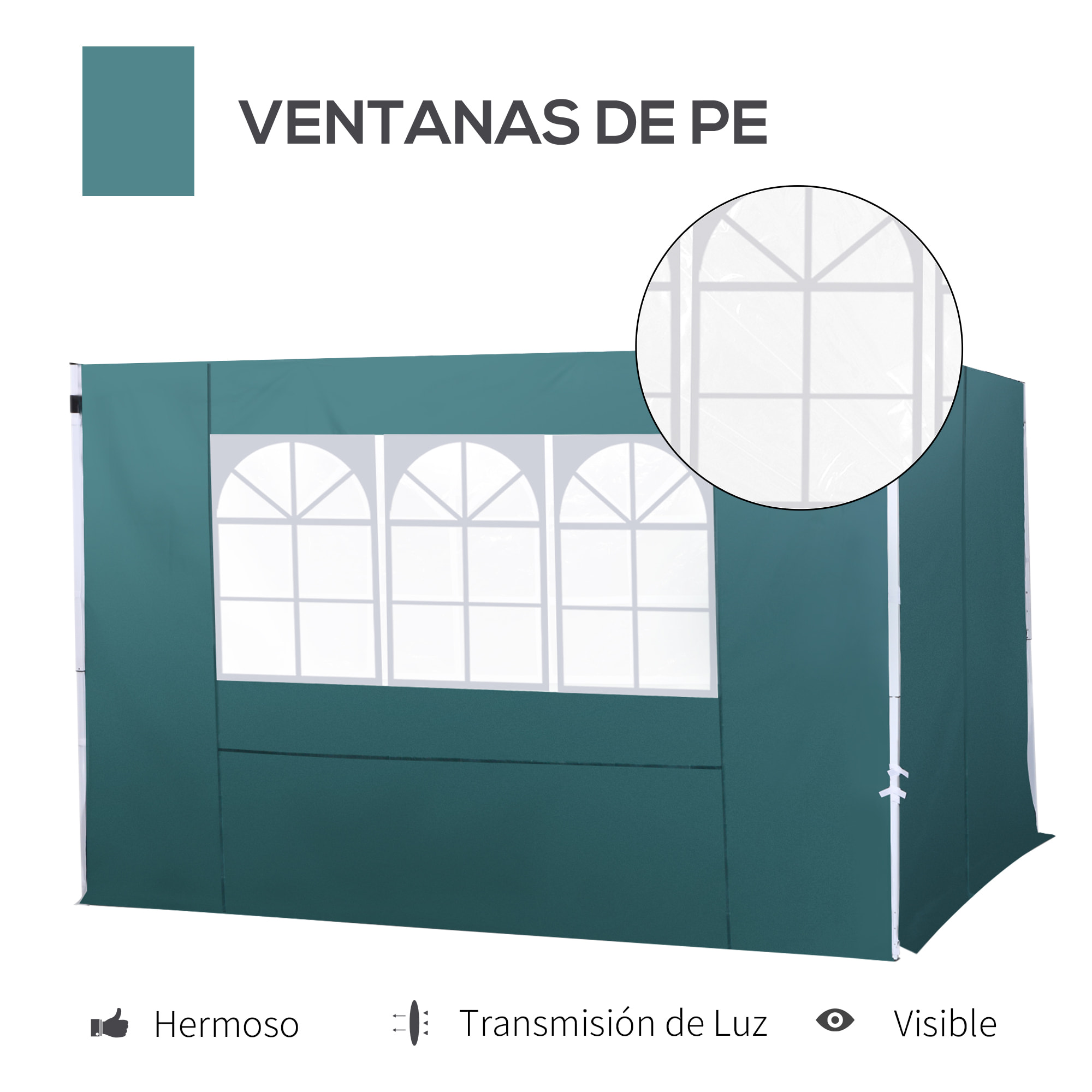 2 Paredes Parte Laterales para Carpa Tela Oxford Apto para 3x3 3x6 Verde