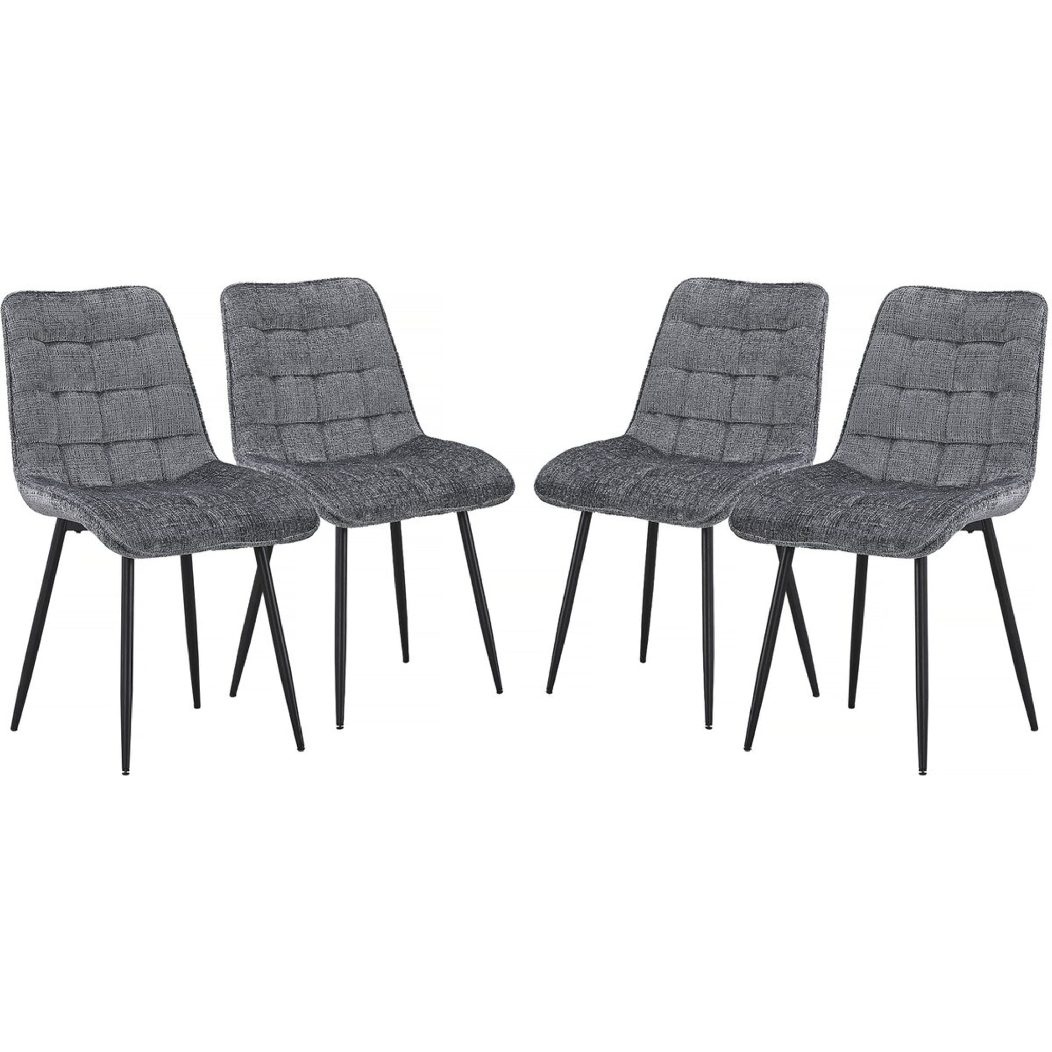 Chaise de salle a manger en tissu haut de gamme  "Yanis" - Lot de 4 - Gris