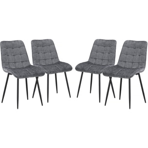 Chaise de salle a manger en tissu haut de gamme  "Yanis" - Lot de 4 - Gris