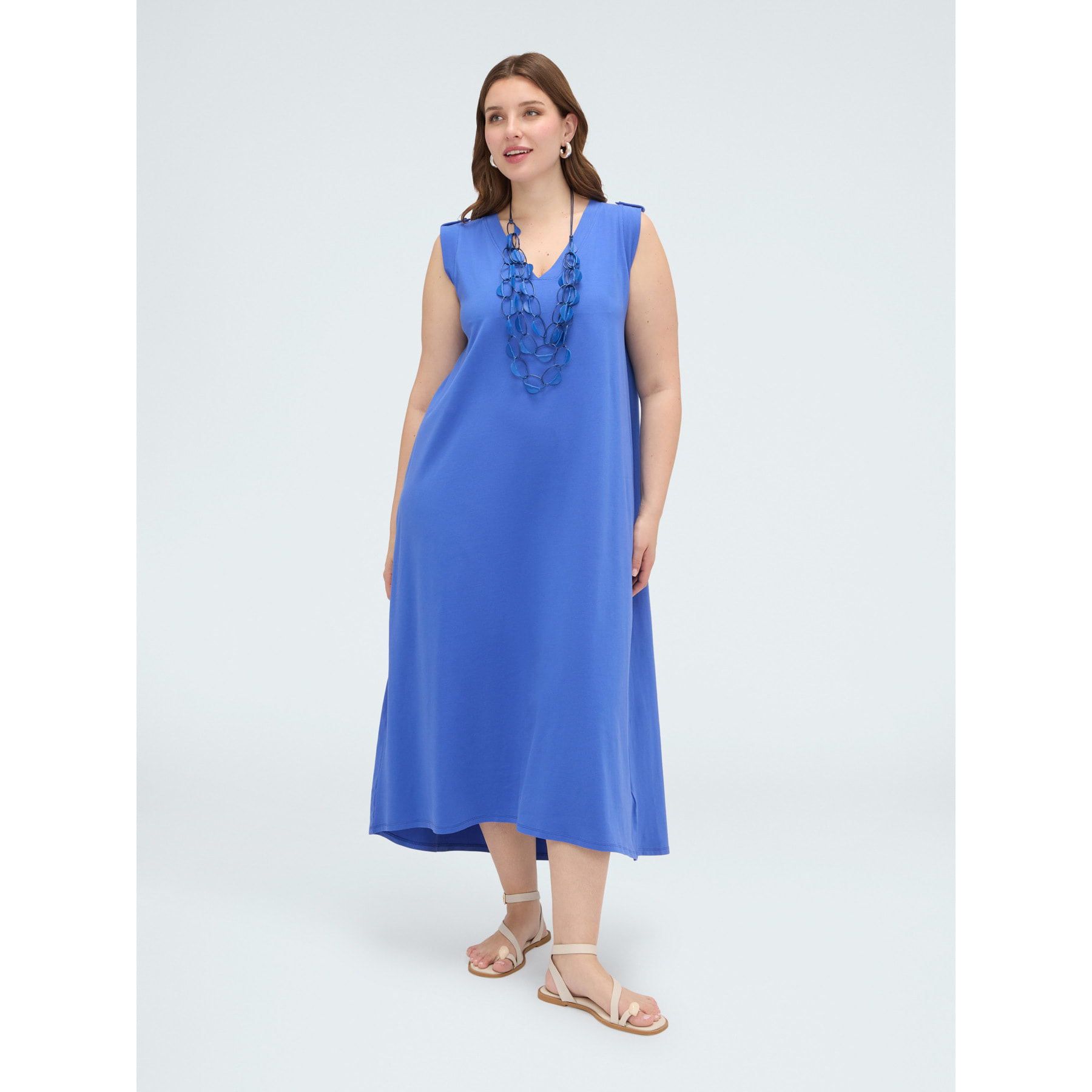 Fiorella Rubino - Vestido largo con escote en V - Azul aciano