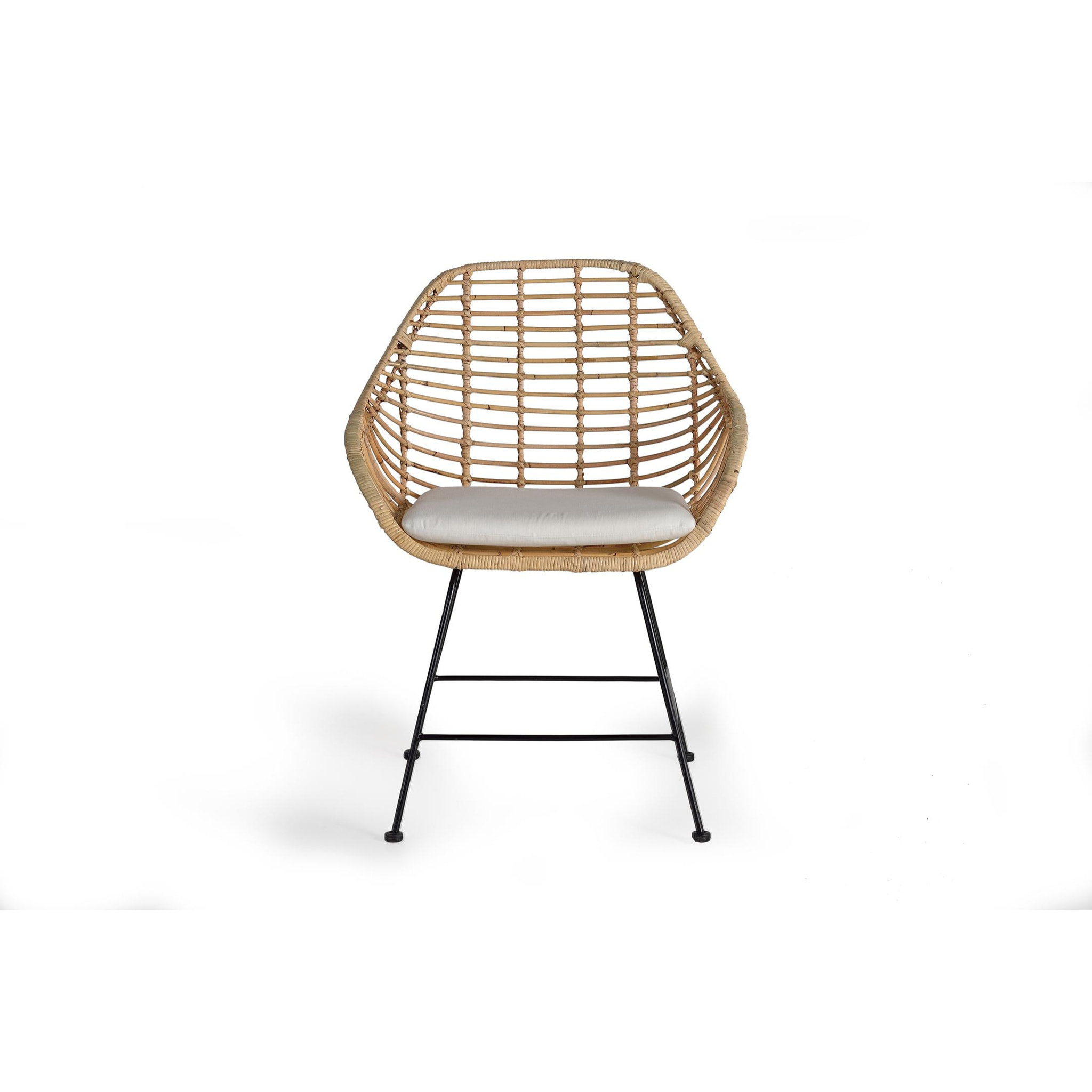 Silla de Rattan Natural 66 Cm Estilo Mediterráneo