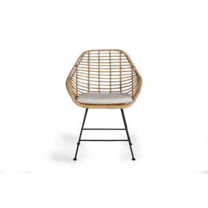 Silla de Rattan Natural 66 Cm Estilo Mediterráneo