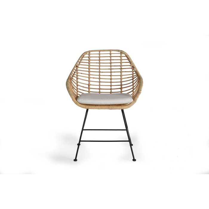 Silla de Rattan Natural 66 Cm Estilo Mediterráneo
