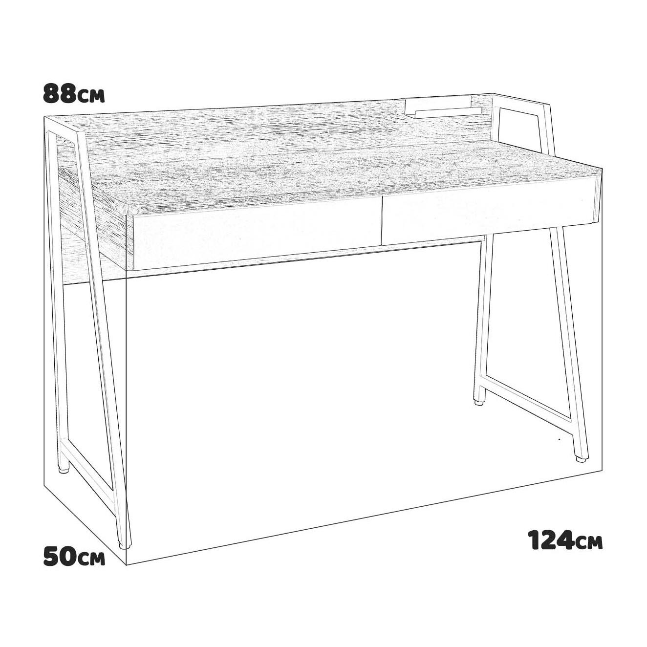 Alix - scrivania in legno e metallo con cassetti - 124x50x88 cm