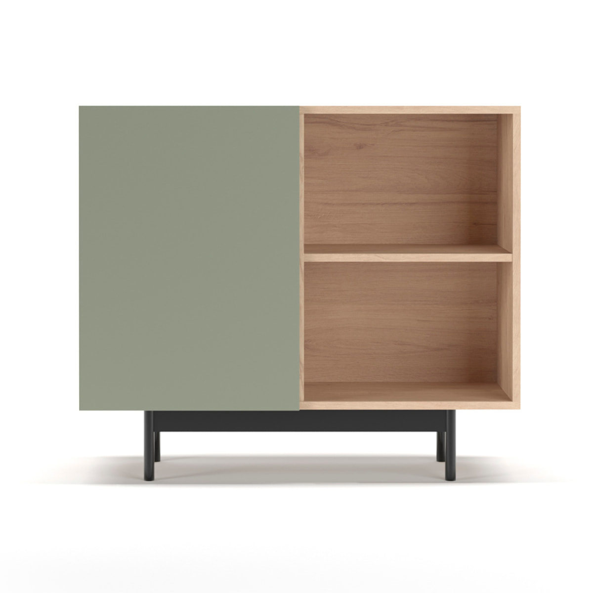 Aparador 1 puerta Printed roble y verde 78x90x34 cm