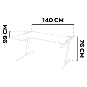 Shigeru - Scrivania da Gaming Angolare 140x99x76 cm con LED in MDF e Metallo Nero