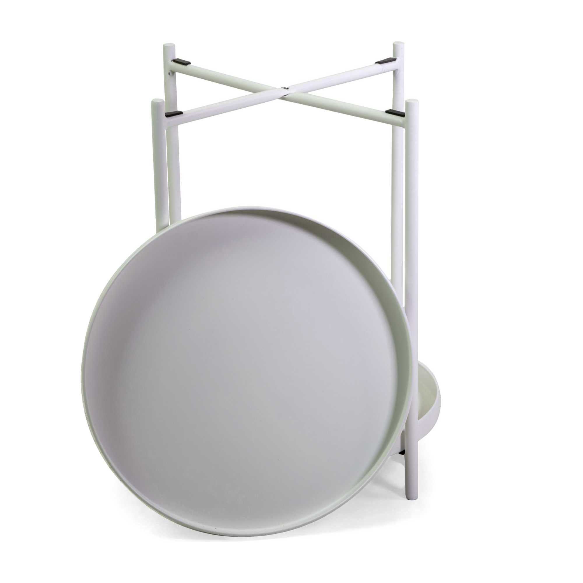 Tavolino Vacchetti in metallo bianco tondo a 2 piani cm ø40h50