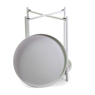 Tavolino Vacchetti in metallo bianco tondo a 2 piani cm ø40h50