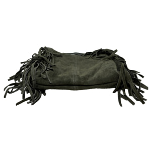 Borsa a Mano in Vera Pelle Scamosciata con Frange Made in Italy