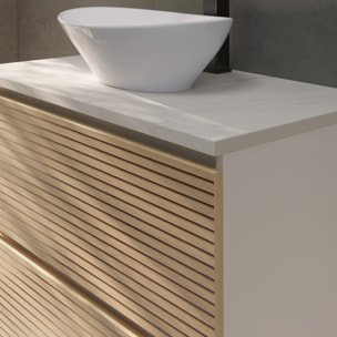 Conjunto de Baño Yinu | 80 cm Blanco - Solomon | Dos Cajones | Lavabo sobre Encimera | No incluye Espejo | Alday
