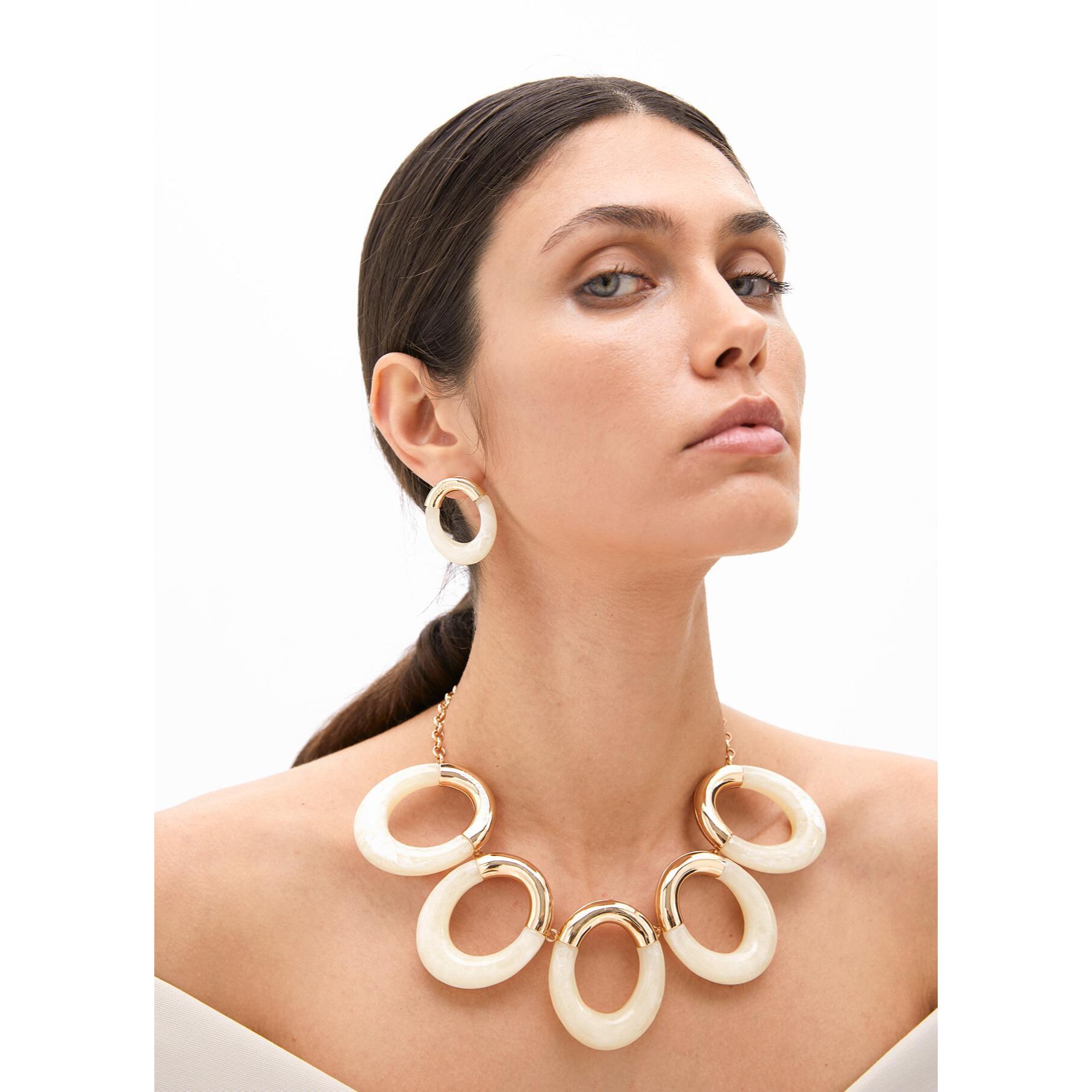 Collana Ovalini Combinati Acrilico e Metallo