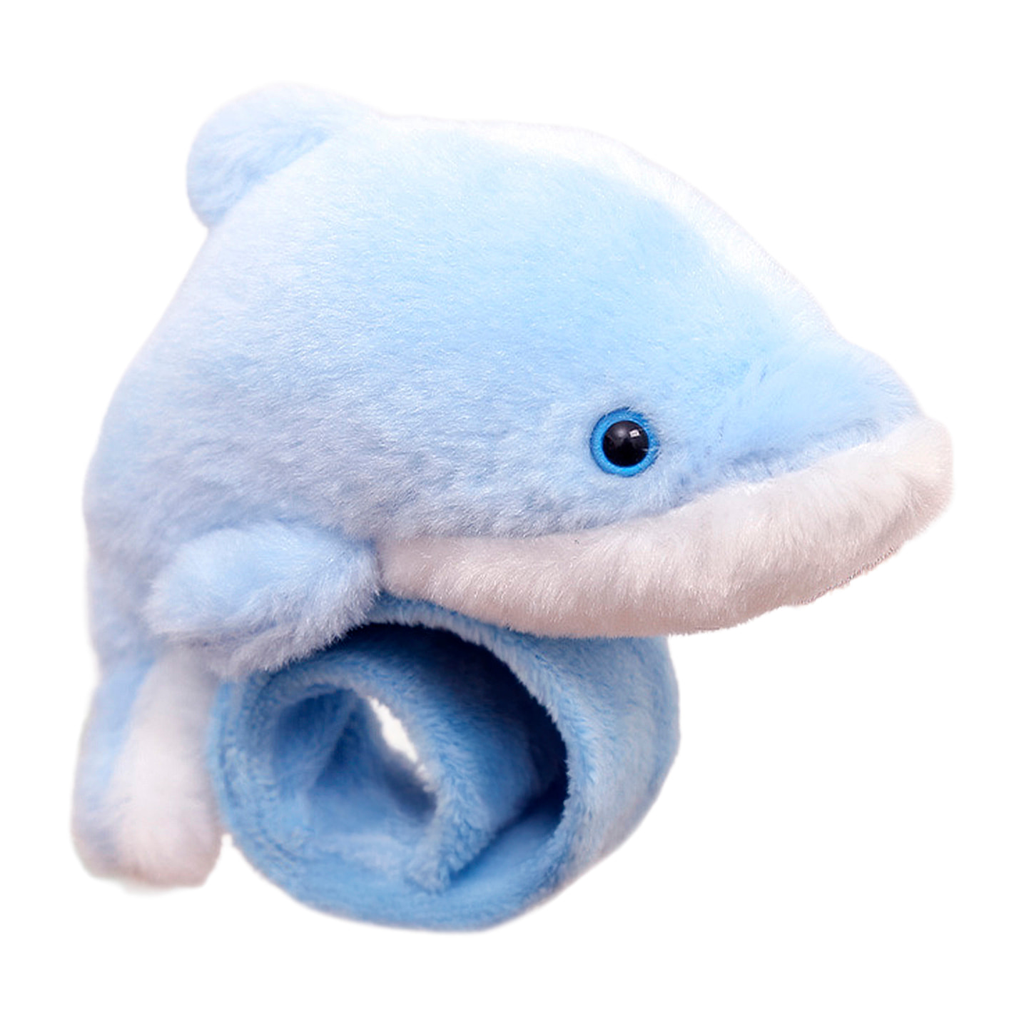 Peluche extrasuave y mullido. Diseño delfín con mecanismo enrollable. 14 cm.