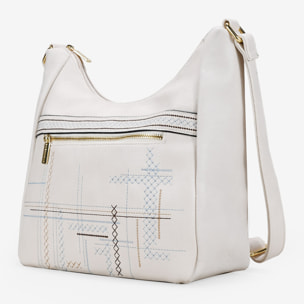 Bolso bandolera beige con bordado