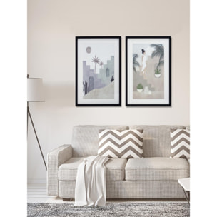 2 láminas impresas enmarcadas Marrakech tierras-lila 60x40x3 cm