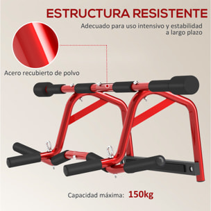 Barra de Dominadas Multifuncional Barra de Dominadas de Pared Carga 150 kg para Ejercicio y Entrenamiento en Casa Gimnasio Rojo y Negro