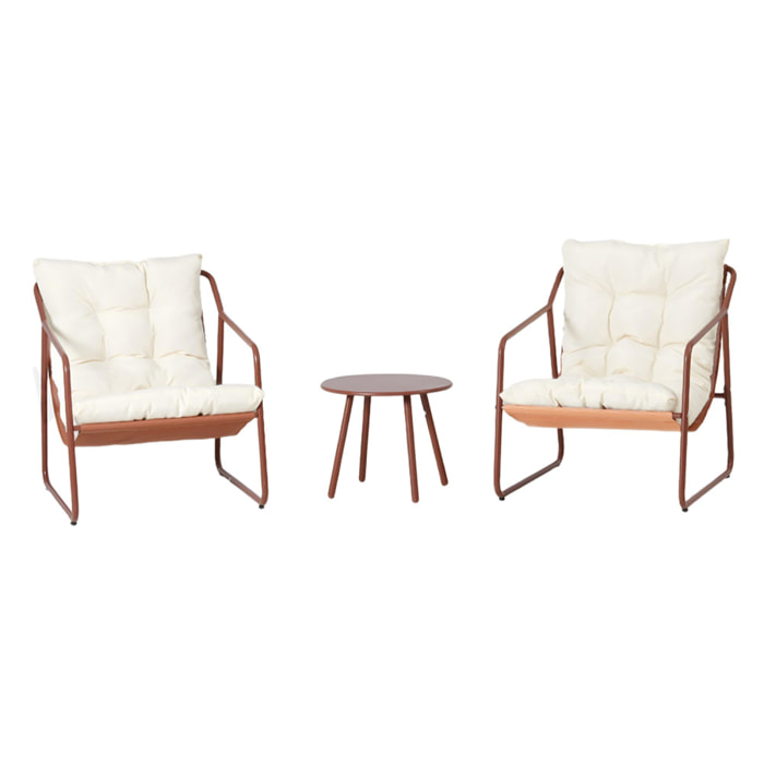 Ensemble de jardin 2 fauteuils terracotta avec table basse ANTHI