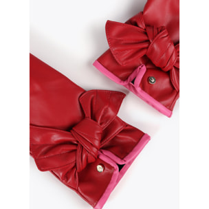 Guanti Effetto Pelle con Fiocco