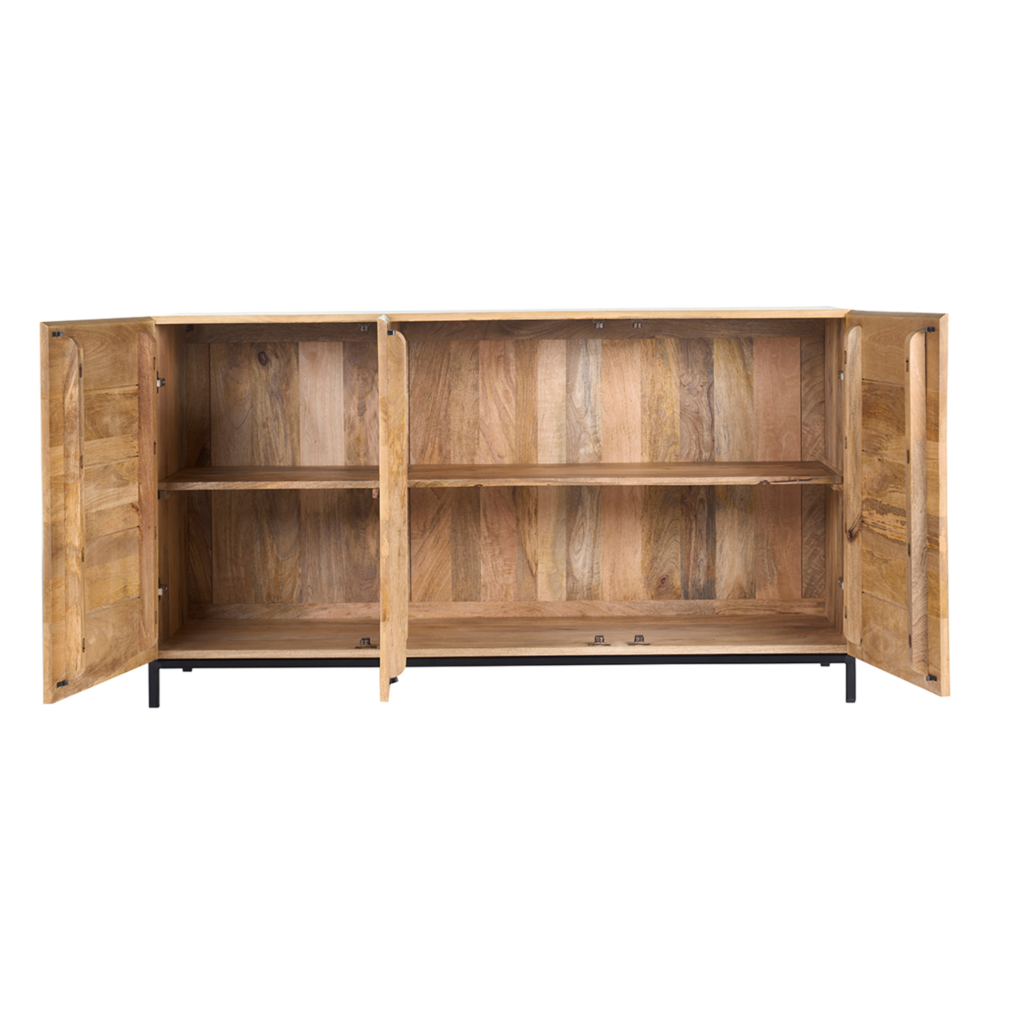 Buffet industriel en bois manguier massif et métal noir 3 portes L145 cm YPSTER