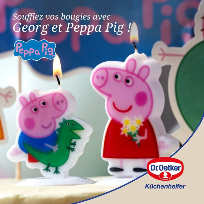 Lot de 2 bougies en cire personnages pour les anniversaires des enfants Dr. Oetker Peppa Pig
