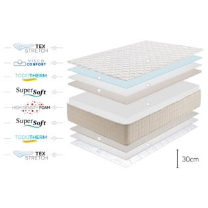 Matelas Magic Plus Gel - 30 cm, 1 place - Moonia