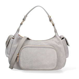 Borsa a spalla da donna Made in Italy - Modello Ardena - Pelle scamosciata - 30.0 x 17.0 x 12.0 cm