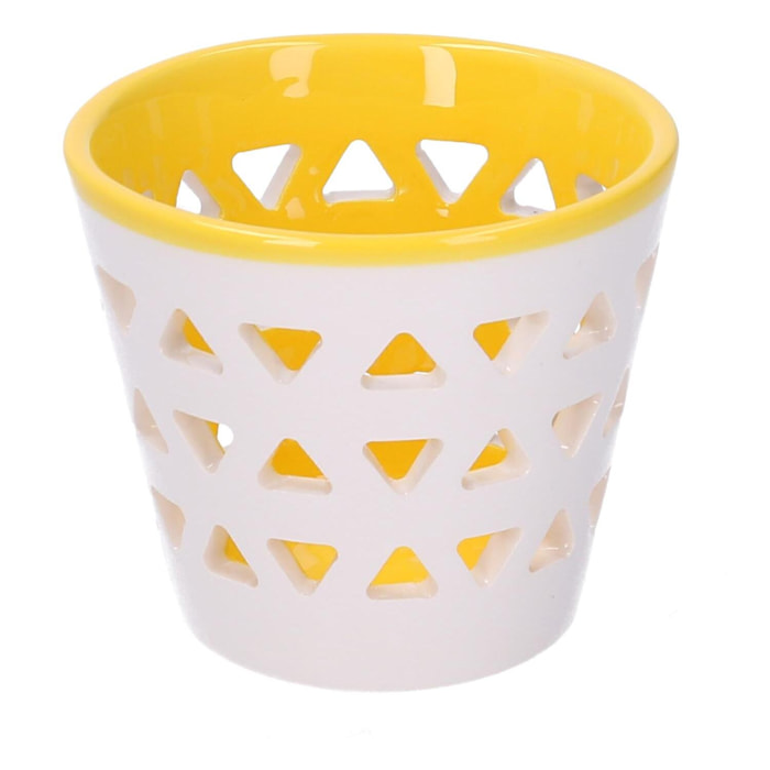 Portacandele in ceramica da 1 posto giallo tondo cmø8h7,1