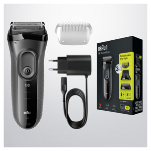 Braun - Rasoir Électrique Series 3 Shave & Style 3000BT - Noir/Gris