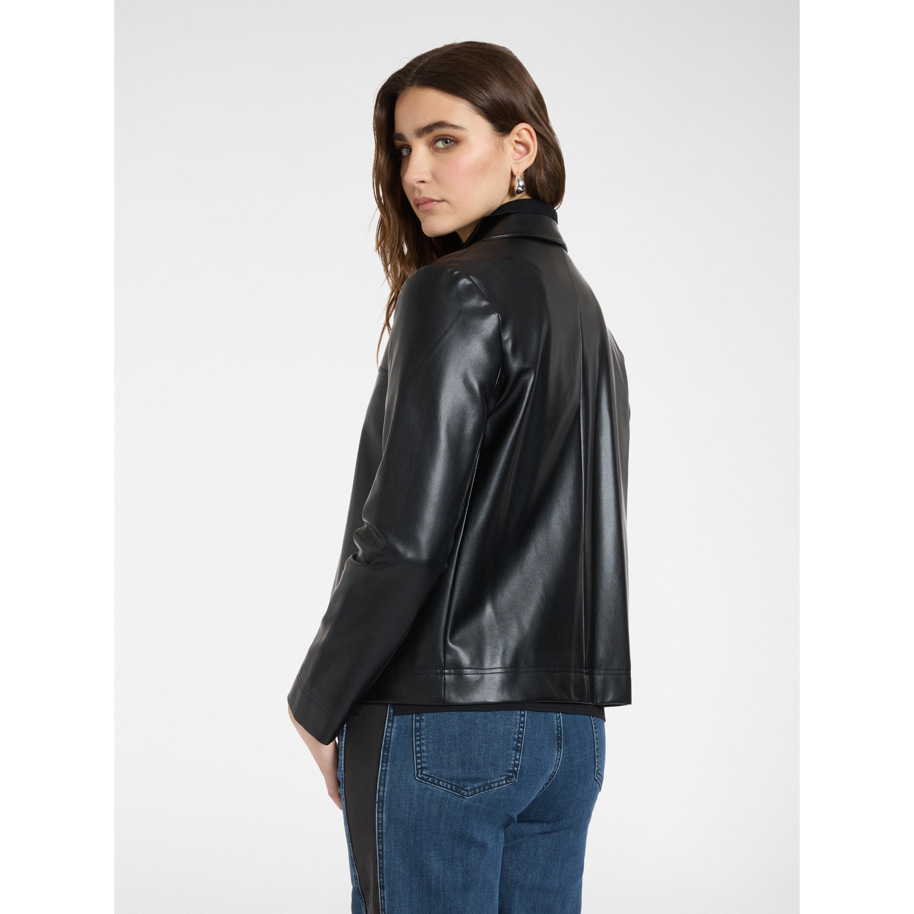 Elena Mirò - Chaqueta boxy en tejido revestido - Negro