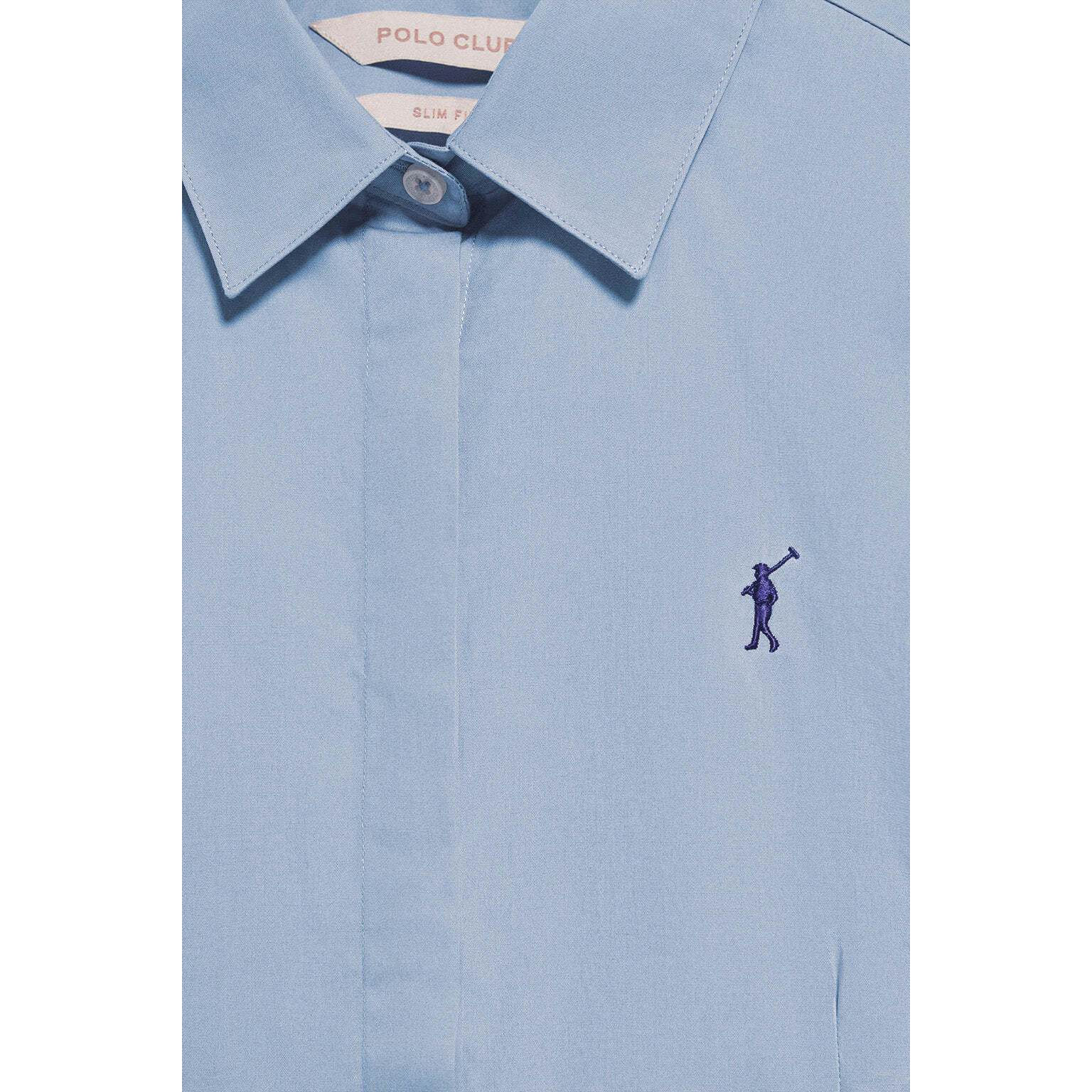 Camisa slim de popelín azul celeste con logo bordado Rigby Go