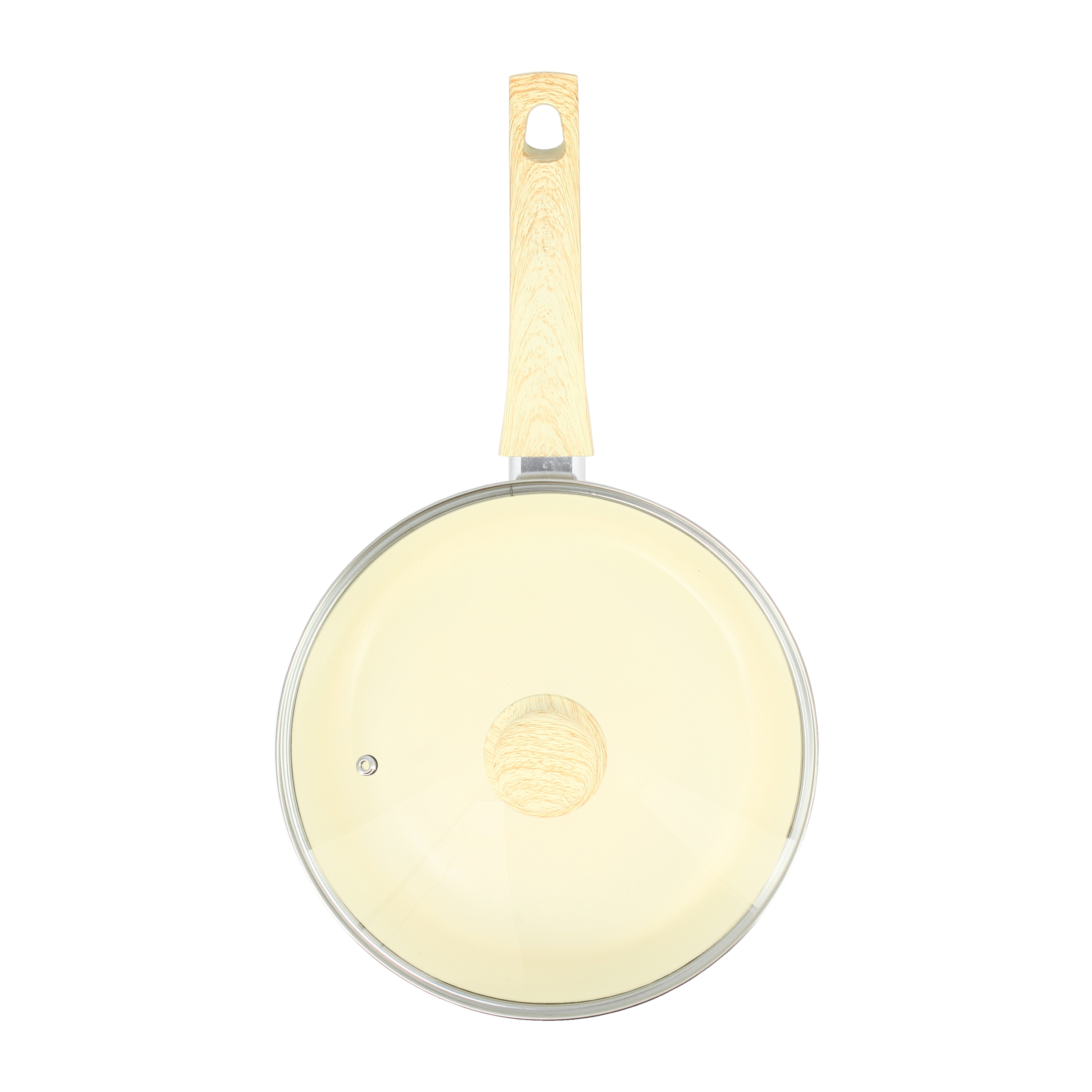 SAUTEUSE CRÈME 24CM EN ALUMINIUM INDUCTION AVEC COUVERCLE EN VERRE