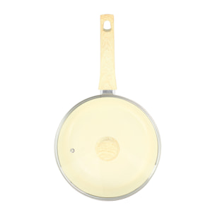 SAUTEUSE CRÈME 24CM EN ALUMINIUM INDUCTION AVEC COUVERCLE EN VERRE