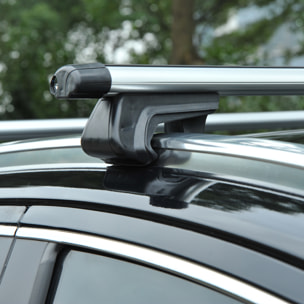 Barres de toit de voiture verrouillables 2 clés fournies dim. 125L x 5,5l x 7H cm aluminium gris noir