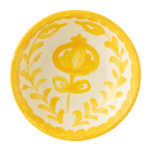 J-Line bol Granada Low - céramique - blanc/jaune - small -  Ø 14 cm