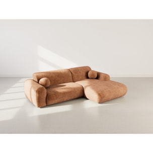 Louise - Canapé d'angle droit 4 places en velours texturé - Terracotta