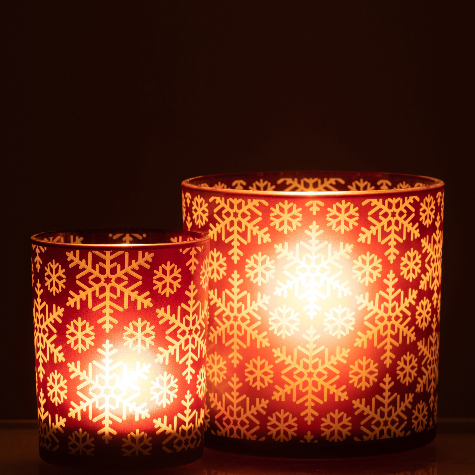 J-Line photophore Neige - verre - rouge - medium
