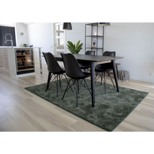 Set 2 sedie da pranzo Oslo in ecopelle nera con gambe in metallo nero