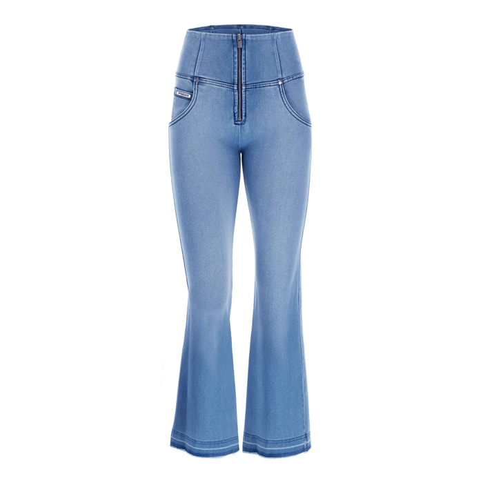 Jeans push up WR.UP® 7/8 fondo flare effetto scucito