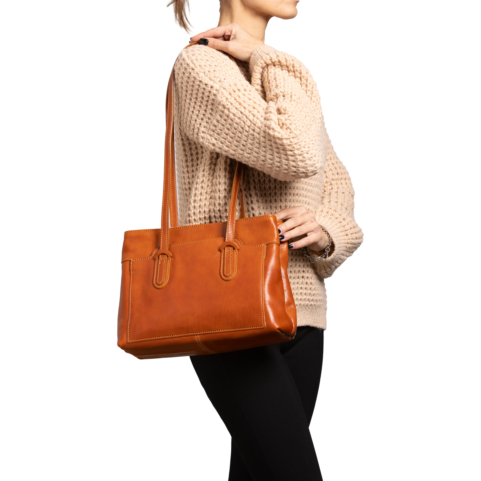 Borsa a spalla  da donna In Vera pelle Made in Italy 23x30x12 cm