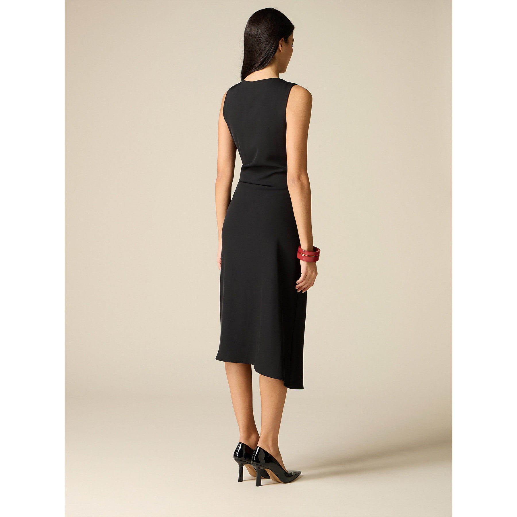 Oltre - Vestito midi a portafoglio - Nero