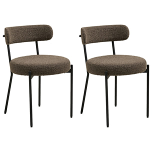 Ivanec - lot de 2 chaises - en tissu bouclette - Marron