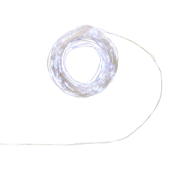 Guirlande lumineuse d'extérieur 15 m 300 LED blanc froid fil cuivre 8 fonctions solaire