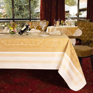 Nappe anti tache coton mélangé motif jacquard Galerie royale reflets d or
