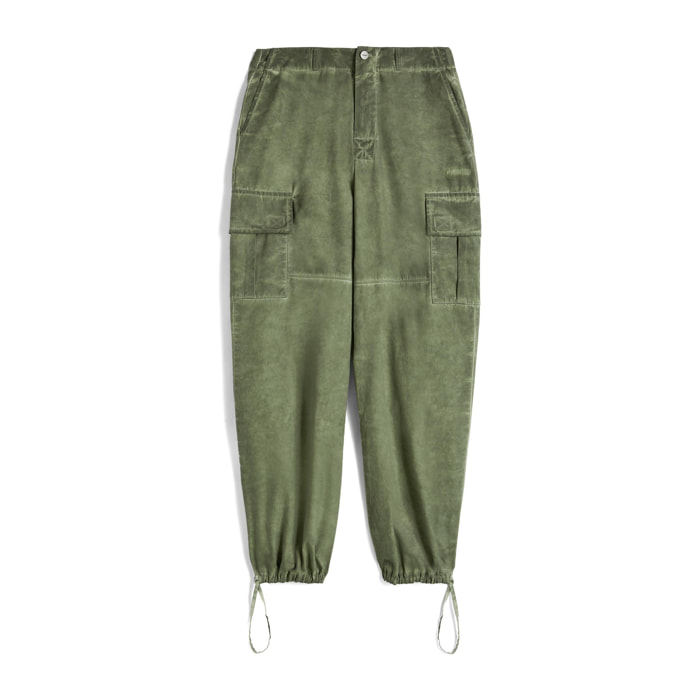 Pantaloni cargo in canvas tinto capo cold dyed