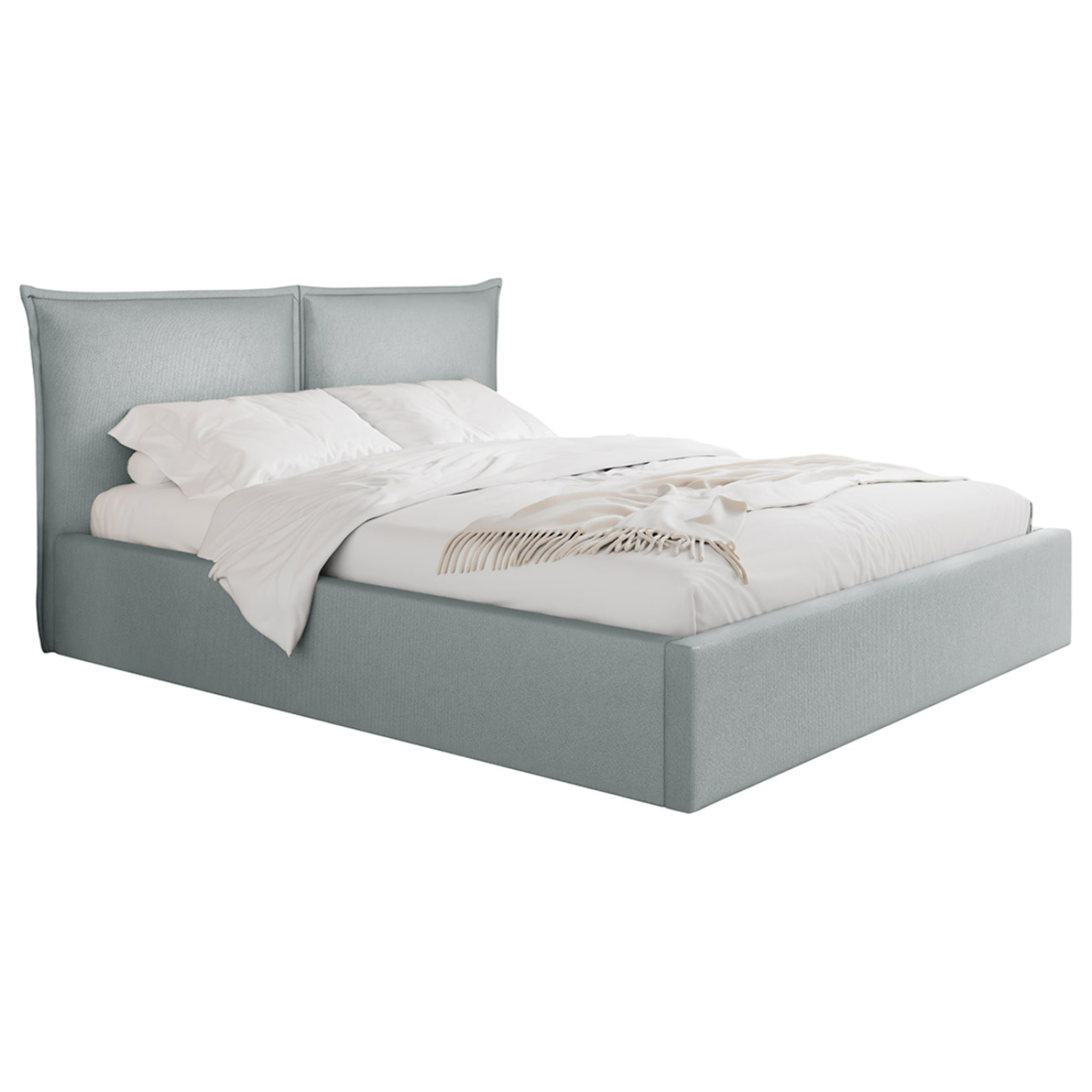 John - lit coffre - 160x200 cm - en velours - sommier inclus - Gris clair
