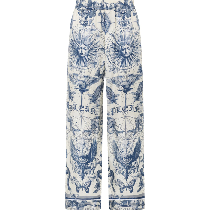 PHILIPP PLEIN Silk Pajama Pants Butterfly Tattoo