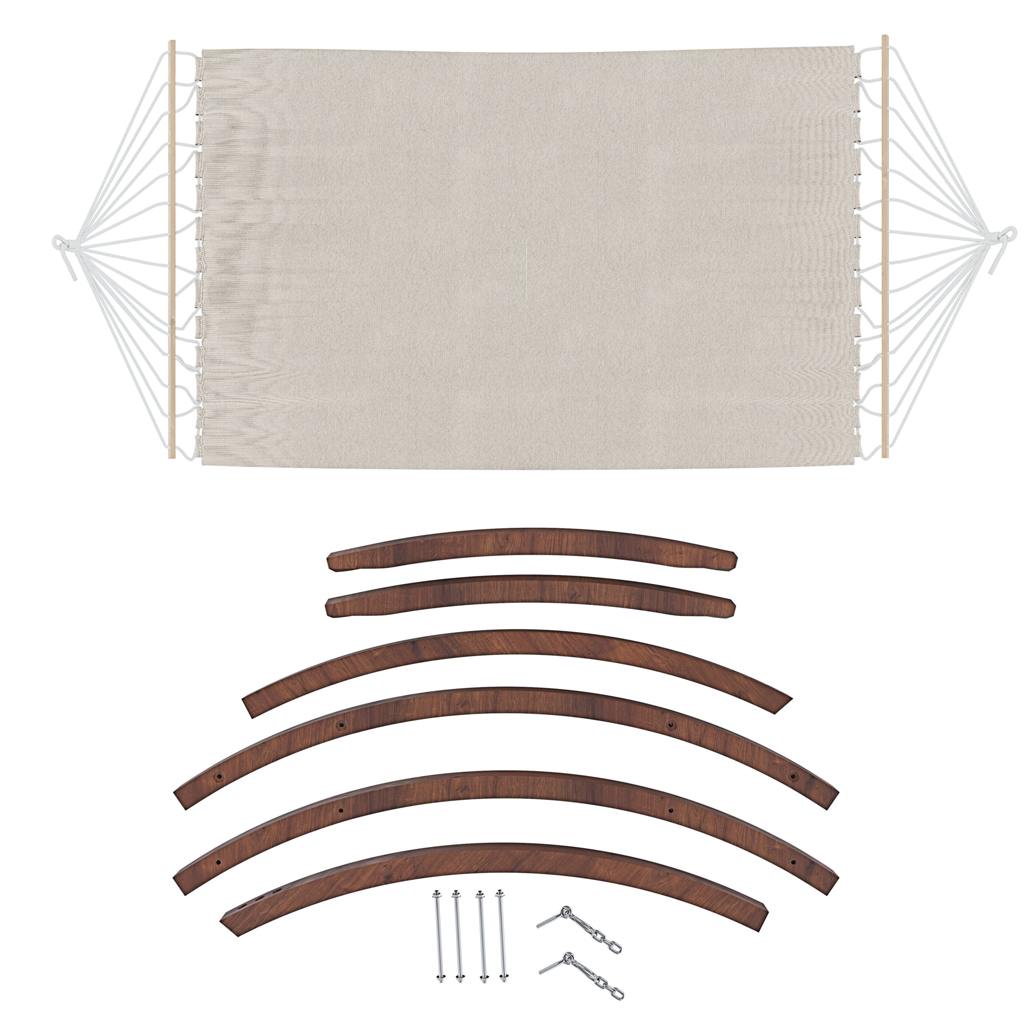 Amaca Da Giardino Supporto Legno Robusto Telo Cotone Resistente Portata Max 150 Kg Esterno Terrazzo Balcone Piscina Design 320 x 100 x 100 Cm Beige