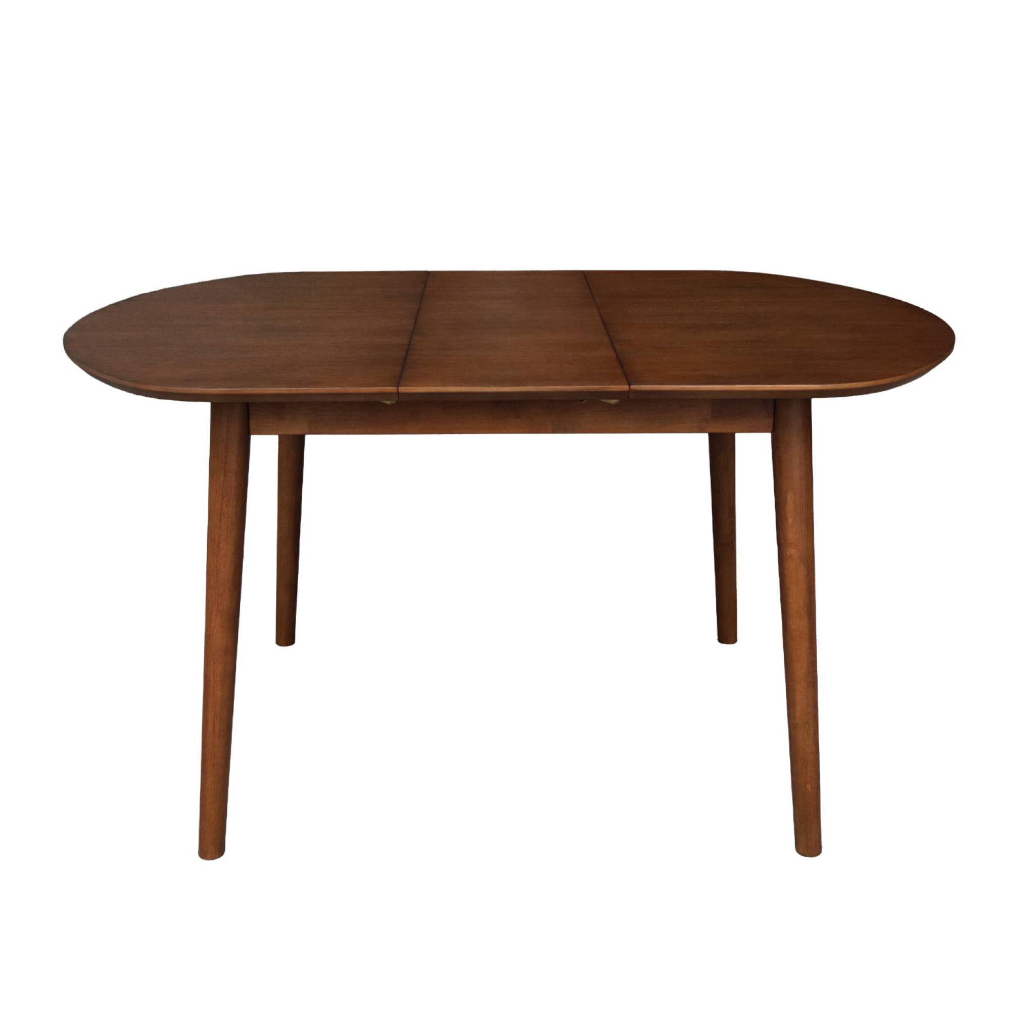 Table à manger ovale extensible bois d'hévéa et placage chêne noyer 4-6 places - 110 / 140 x 100 x 75 cm - Lisa