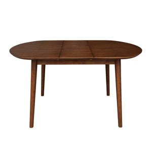 Table à manger ovale extensible bois d'hévéa et placage chêne noyer 4-6 places - 110 / 140 x 100 x 75 cm - Lisa