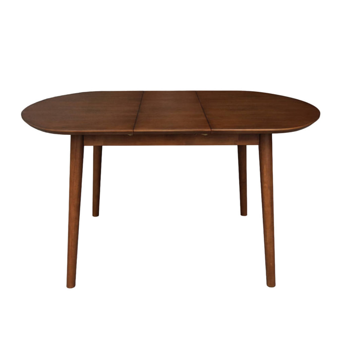 Table à manger ovale extensible bois d'hévéa et placage chêne noyer 4-6 places - 110 / 140 x 100 x 75 cm - Lisa