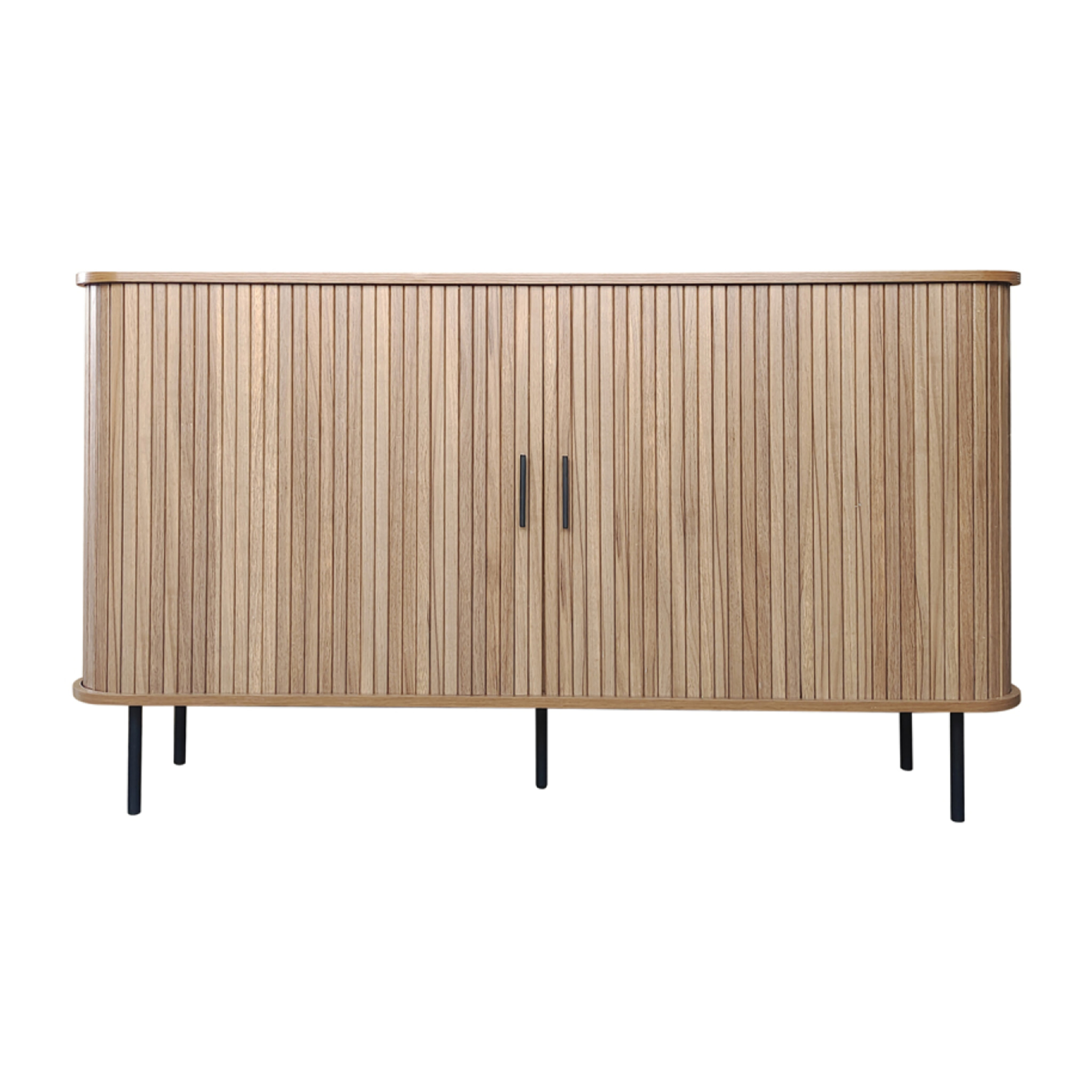 Buffet en bois cannelé à portes coulissantes 140cm AMINA
